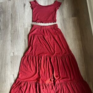 Vero Moda Red Ruffled Skirt Set